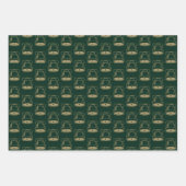 Weihnachts-Rot-Dunkelgrün-Gold-Glocken-Muster Geschenkpapier Set (Vorderseite 2)