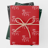 Weihnachts rot dunkelgrün schwarz Weihnachtsmänner Geschenkpapier Set (Beispiel)