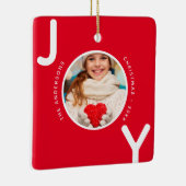 Weihnachts-Rot-Foto Freude modern Keramikornament (Rechts)