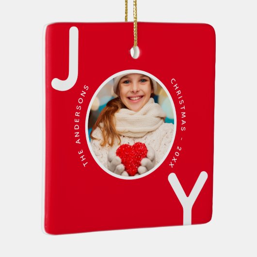 Weihnachts-Rot-Foto Freude modern Keramikornament (Rechts)