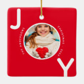Weihnachts-Rot-Foto Freude modern Keramikornament (Rückseite)