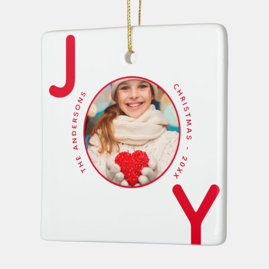 Weihnachts-Rot-Foto-Freudenname Keramikornament (Links)