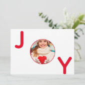 Weihnachts-Rot-Freude-Foto Einladung (Stehend Vorderseite)