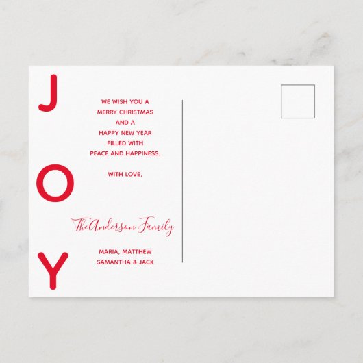 Weihnachts-Rot-Freude-Foto Postkarte (Rückseite)