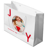 Weihnachts-Rot-Freude-Foto, schlicht minimalistisc Große Geschenktüte (Vorderseite Schrägansicht)