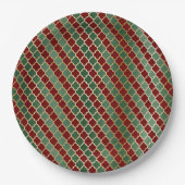 Weihnachts-Rot-Gold-Grüne-Quatrefolie Pappteller (Vorderseite)