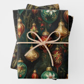 Weihnachts-Rot-Gold-Ornamente Geschenkpapier Set (Beispiel)