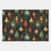 Weihnachts-Rot-Gold-Ornamente Geschenkpapier Set (Vorderseite)