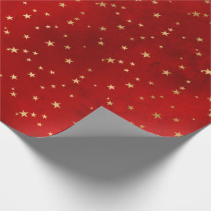 Weihnachts-Rot/Gold-Sterne-Muster Geschenkpapier