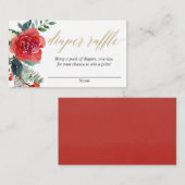 Weihnachts-Rot-Gold-Windel-Tombola Begleitkarte (Vorne/Hinten)