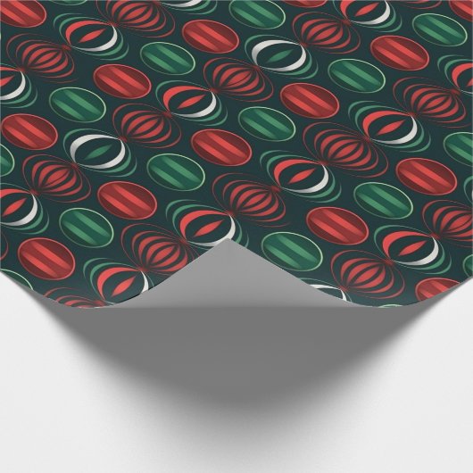 Weihnachts-Rot & Grün 3D-Ornament-Design Geschenkpapier (Ecke)