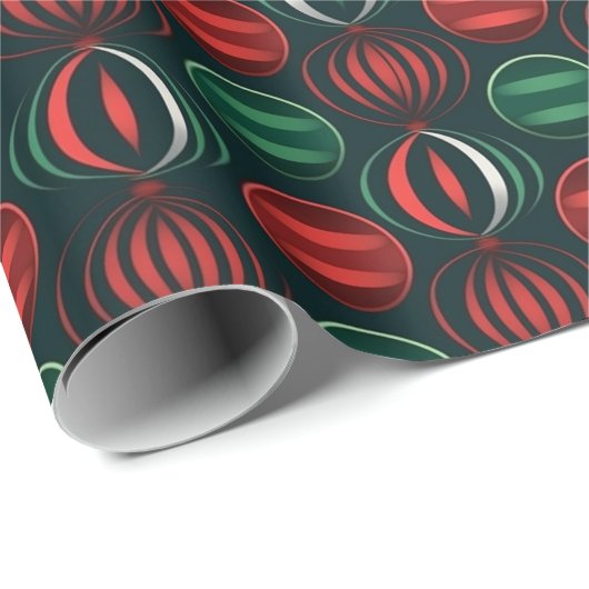 Weihnachts-Rot & Grün 3D-Ornament-Design Geschenkpapier (Rolleneckpunkt)
