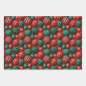 Weihnachts-Rot & Grün 3D-Ornament-Design Geschenkpapier Set (Vorderseite 3)