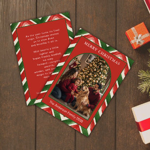 Weihnachts-Rot-Grün-Chevron-Bogen-Foto Feiertagskarte