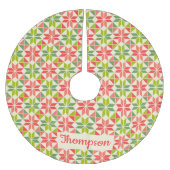 Weihnachts Rot-Grün-gequiltes Star Tree-Rock Polyester Weihnachtsbaumdecke (Vorderseite)