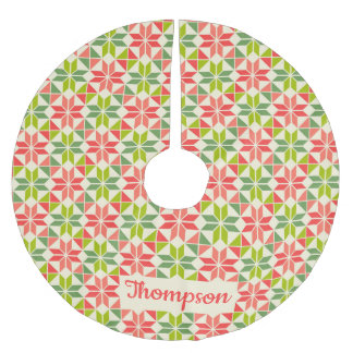 Weihnachts Rot-Grün-gequiltes Star Tree-Rock Polyester Weihnachtsbaumdecke