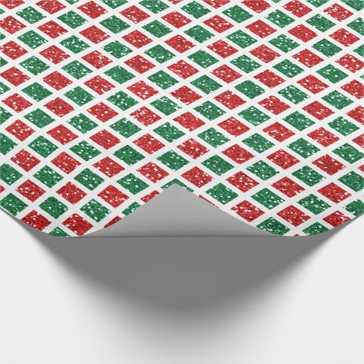 Weihnachts-Rot-Grün-Glitzer-Muster Geschenkpapier (Ecke)