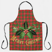 Weihnachts-Rot-Grün Kariert mit Kraut Schürze (Vorderseite)