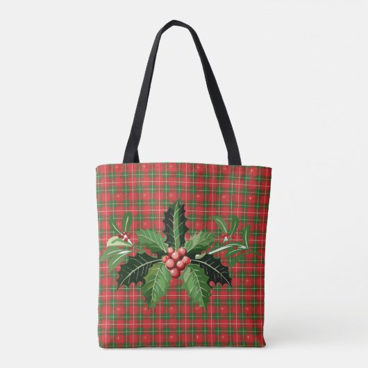 Weihnachts-Rot-Grün Kariert mit Kraut Tasche (Rückseite)