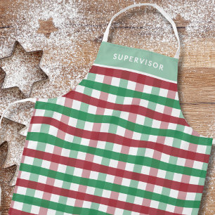 Weihnachts-Rot-Grün-Karierte Personalisierte Match Schürze