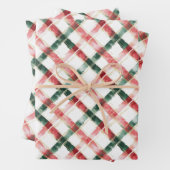 Weihnachts-Rot-Grün-Kariertes Musterpapier Geschenkpapier Set (Beispiel)