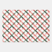 Weihnachts-Rot-Grün-Kariertes Musterpapier Geschenkpapier Set (Vorderseite)