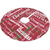 Weihnachts-Rot-Grün-Klassik-Word-Muster Polyester Weihnachtsbaumdecke (Schrägansicht)