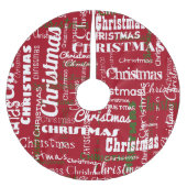 Weihnachts-Rot-Grün-Klassik-Word-Muster Polyester Weihnachtsbaumdecke (Vorderseite)