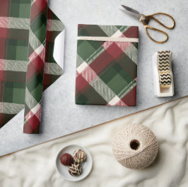 Weihnachts-Rot-Grün-Klassiker-Schnee-Karo-Muster Geschenkpapier