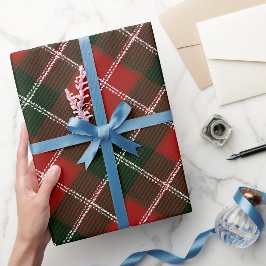 Weihnachts-Rot-Grün-Klassiker-Schnee-Karomuster Geschenkpapier (Schenken)