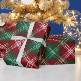 Weihnachts-Rot-Grün-Klassiker-Schnee-Karomuster Geschenkpapier