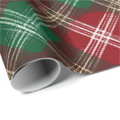 Weihnachts-Rot-Grün-Klassiker-Schnee-Karomuster Geschenkpapier (Rolleneckpunkt)
