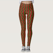 Weihnachts-Rot-Grün-Raute-Muster Leggings (Vorderseite)