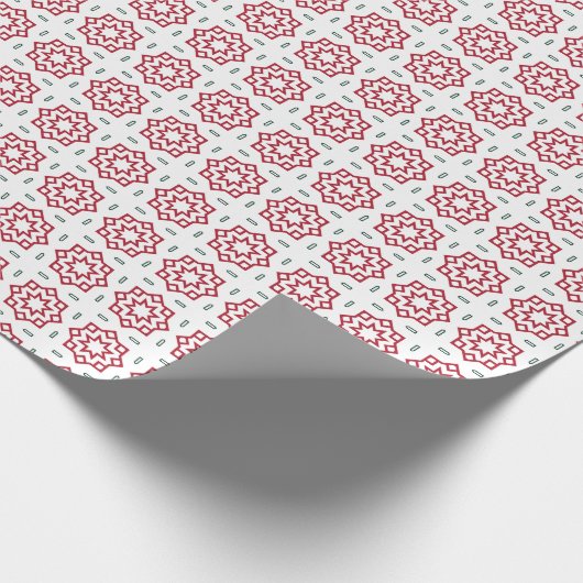 Weihnachts Rot Grün und Weiß Muster Geschenkpapier (Ecke)