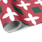 Weihnachts Rot Grün und Weiß Muster Geschenkpapier (Rolleneckpunkt)