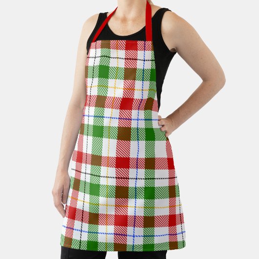 Weihnachts-Rot-Grün-Weiß-Flanell-Karodesign Schürze
