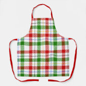 Weihnachts-Rot-Grün-Weiß-Flanell-Karodesign Schürze (Vorderseite)
