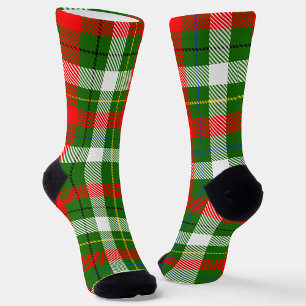 Weihnachts-Rot-Grün-Weiß-Flanell-Karodesign Socken