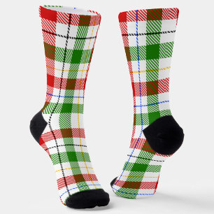 Weihnachts-Rot-Grün-Weiß-Flanell-Karodesign Socken