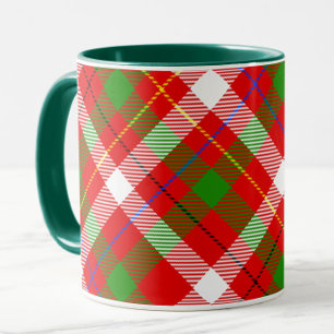 Weihnachts-Rot-Grün-Weiß-Flanell-Karodesign Tasse