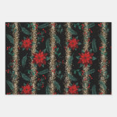 Weihnachts Rot Grüne Blütenfarbe Umhängeblatt Geschenkpapier Set (Vorderseite)