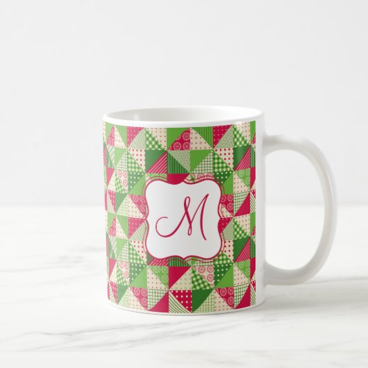 Weihnachts rot-grüne Patchwork-Muster. Kaffeetasse (Rechts)
