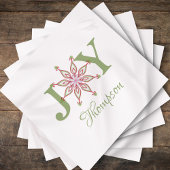 Weihnachts Rot grüne Schneeflocke Whimsical Joy Serviette