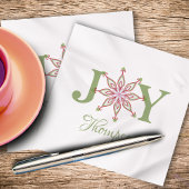 Weihnachts Rot grüne Schneeflocke Whimsical Joy Serviette