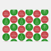 Weihnachts-Rot-Grünkreisläufe - Kundenname Geschenkpapier Set (Vorderseite 3)