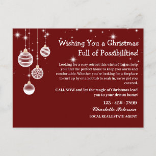 Weihnachts-Rot-Immobilien-Marketing-Landwirtschaft Feiertagspostkarte