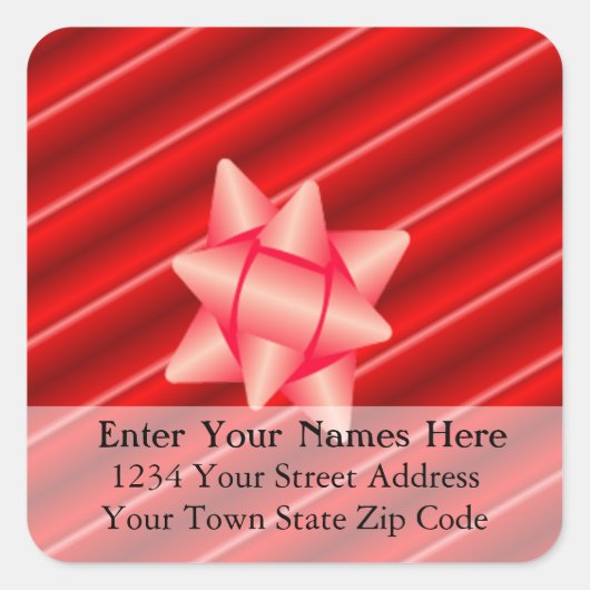 Weihnachts-Rot in 3D-Adressetikett Quadratischer Aufkleber (Vorderseite)