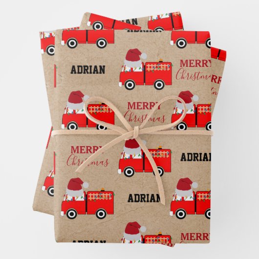 Weihnachts-Rot-Individuelle Name Kraft Geschenkpapier Set (Beispiel)