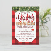 Weihnachts-Rot-Kariert-Cookie-Exchange-Party Einladung (Stehend Vorderseite)