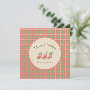 Weihnachts-Rot-Kariert Einladung